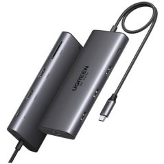 Ugreen HUB UGREEN CM639 USB-C / 2xHDMI 4K60 Hz, 3xUSB-A, USB-C, SD/TF, RJ45, USB-C PD 100W