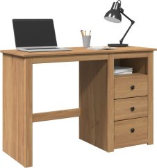 vidaXL Biurko Panama, 112x45x75 cm, lite drevo sosnowe