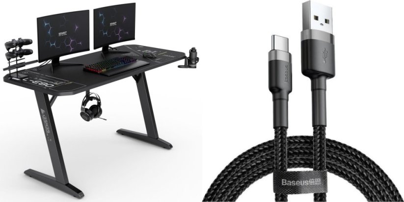 SENSE7 Nomad Cybernetic Czarne 140 cmx60 cm + kabel usb