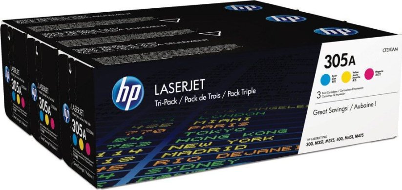 HP 305A Sada CMY Originál  (CF370AM)