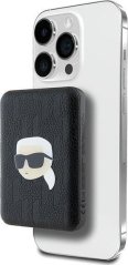 Karl Lagerfeld Karl Lagerfeld Powerbank indukcyjny KLPB5FPGKSKIHK 15W 5000mAh Čierny/black Karl Head Pin MagSafe