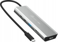j5create j5create JCD401 USB4™ Dual 4K Multi-Port Hub, Silver, Wired, USB 3.2 Gen 2 (3.1 Gen 2) Type-C, 85 W, Silver, 10 Gbit/s, 4K Ultra HD