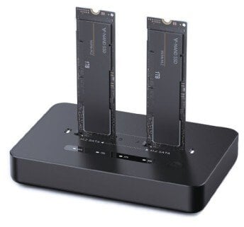 Gembird Stacja dokująca do komputerów stacjonarnych z dwoma diskami SSD USB typu C M.2 NVME i SATA Čierny