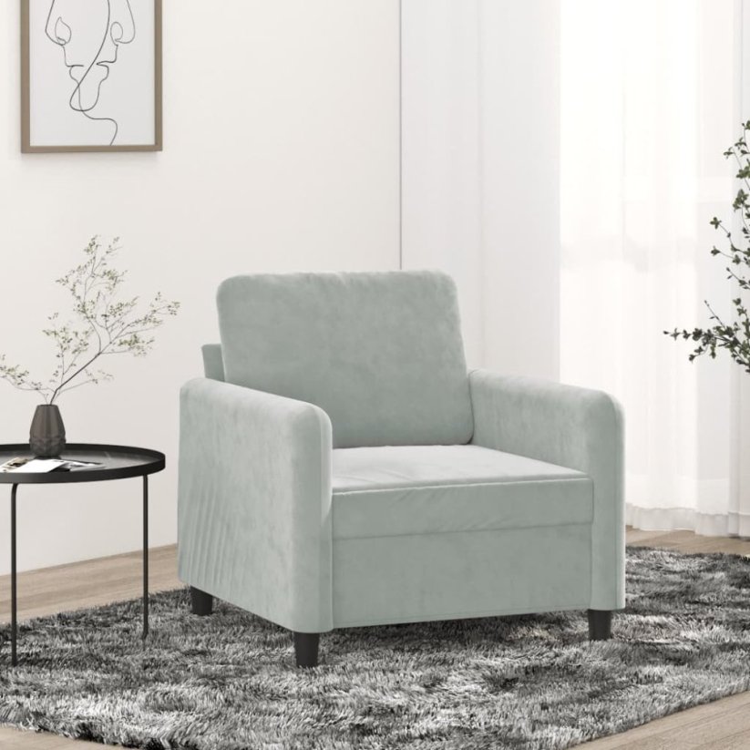 vidaXL Fotel, jasnoSivý, 60 cm, obity aksamitem