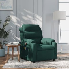 vidaXL Rozkładany fotel masujący, tmavoZelený, obity aksamitem Lumarko!