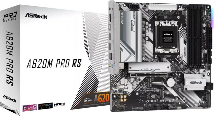 ASRock Płyta główna A620M PRO RS AM5 4DDR5 HDMI/DP M.2 mATX