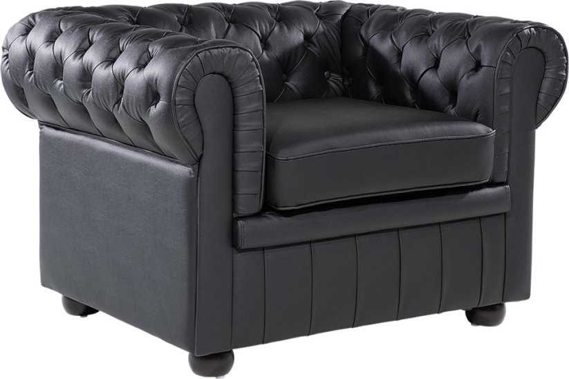 Beliani Čierny kožené kreslo CHESTERFIELD
