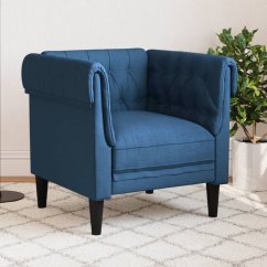 vidaXL Fotel Chesterfield, Modrý, obity tkaniną Lumarko!