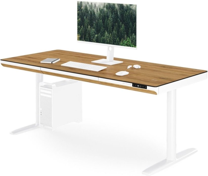 Jan Nowak Elektryczne sit-stand z zásuvoką i ładowarką bezprzewodową Qi biele/Zrokový dub, 1600 mm: ELLIS (5907367514834)
