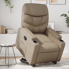 vidaXL vidaXL Podnoszony fotel rozkładany, cappuccino, obity sztuczną skórą