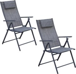 Saska Garden kreslo OGRODOWE 57x68x106CM  2xTEXTLINE 7-POZYCYJNE Z PODUSZKĄ KPL.2SZT