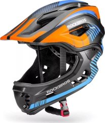 RockBros Kask rowerowy Rockbros TT-32SOBL-S dziecięcy z odpinaną szczęką rozmiar S - czarno-pomarańczowy