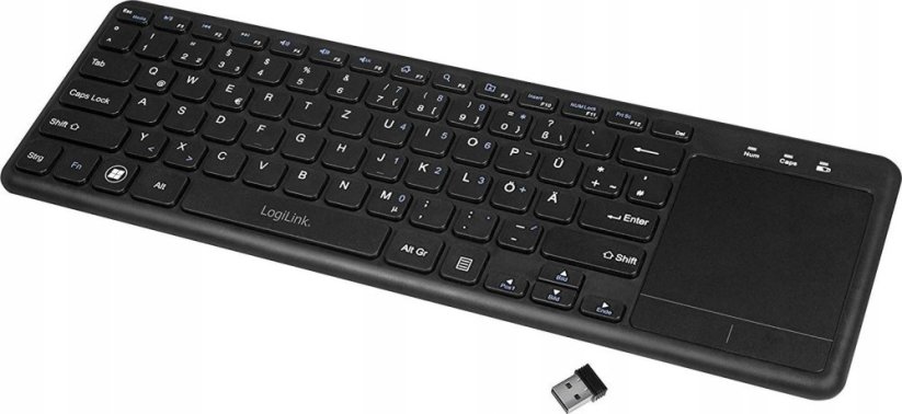 LogiLink LogiLink Tastatur Wireless mit Touchpad, 2,4 GHz, schwarz