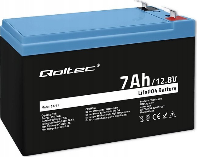 Qoltec akumulátor LiFePO4 Litowo-Żelazowo-Fosforanowy 12.8V