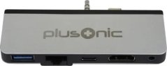 Adesso Z Plusonic Docking Adapter/Hub für Microsoft Surface Go, 5in1: USB 3.0/RJ45 Gigabit-Ethernet/Type-C/HDMI/AUX