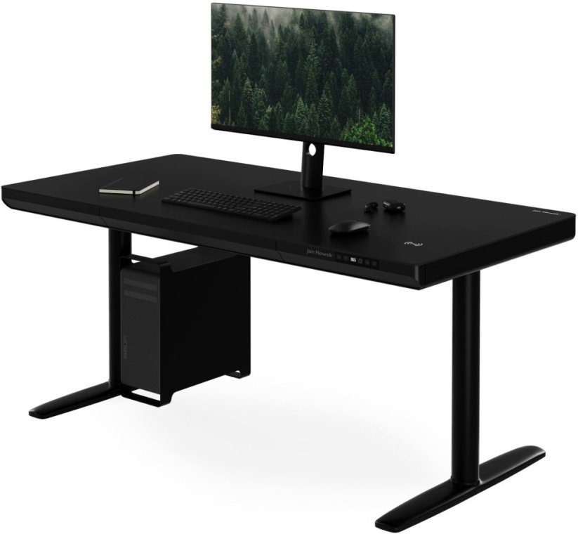 Jan Nowak Elektryczne sit-stand z zásuvoką i ładowarką bezprzewodową Qi čierne, 1400 mm: ELLIS (5907367514711)