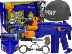 Lean Sport Sada Policyjny SWAT Maska Hełm Odznaka Pistolet 36 cm