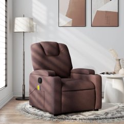 vidaXL Rozkładany fotel masujący, tmavoHnedý, obity tkaniną