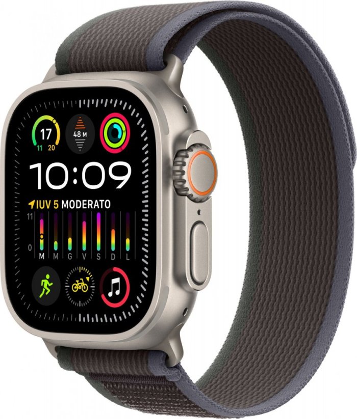 Apple Watch Ultra 2 GPS + Cellular, 49mm Titanium Case with Blue/Black Trail Loop - S/M