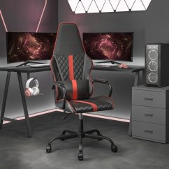 vidaXL Fotel gamingowy, Čierno-cervený, sztuczna skóra
