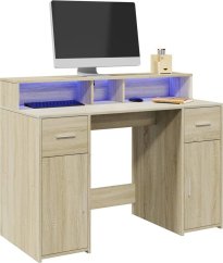 vidaXL Biurko z podświetleniem LED, dub sonoma, 120x55x91 cm