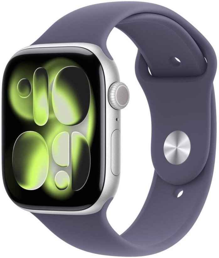 Apple Watch 11 GPS + Cellular 46mm Silver Alu Sport Band M/L Fialový  (MFCR4ZR/A)