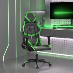 vidaXL Fotel gamingowy, čierno-Zelený, sztuczna skóra