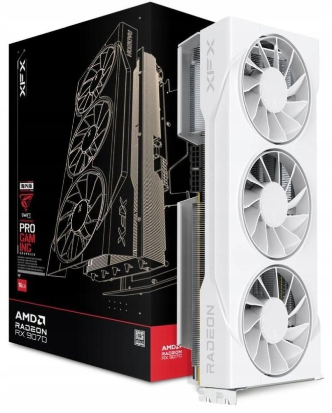 XFX Swift Radeon RX 9070 OC White Triple 90mm Fan Gaming 16GB GDDR6 (RX-97SWFT3W7)