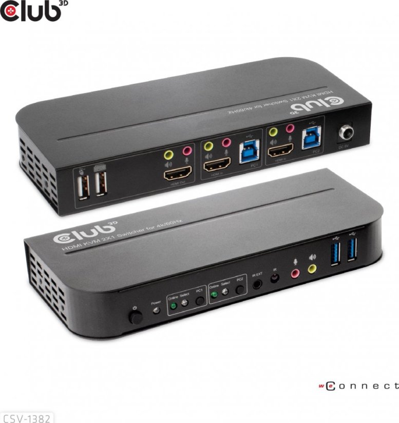 Club 3D Club3D síťový přepínač - Switch, HDMI KVM Switch - Dual HDMI 4K 60Hz