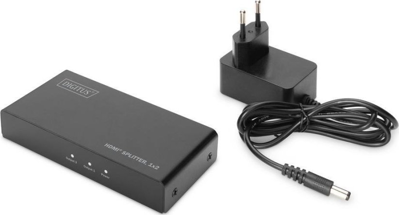 Digitus Rozdzielacz (Splitter) HDMI 2-portowy 4K 60Hz UHD 3D HDR HDCP 2.2 audio downscaling