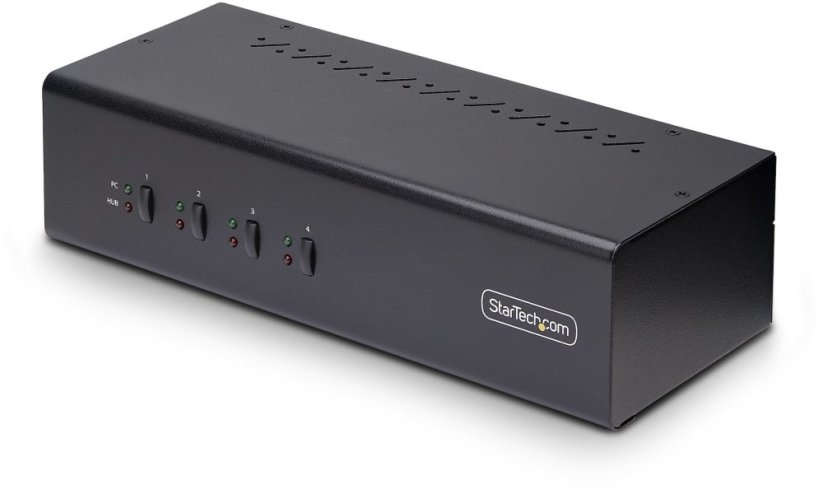 StarTech StarTech.com 4-Port Dual-Monitor DisplayPort KVM Switch, 4K 60Hz, 2x USB 5Gbps Hub Ports, 2x USB 2.0 HID Ports, Hotkey and Push-Button Switching, TAA Compliant - 3.5mm Audio, HDCP (P4DD46A2-KVM-SWITCH) - KVM-/Audio-Switch - 4 x KVM/Audio/USB - 1 loka