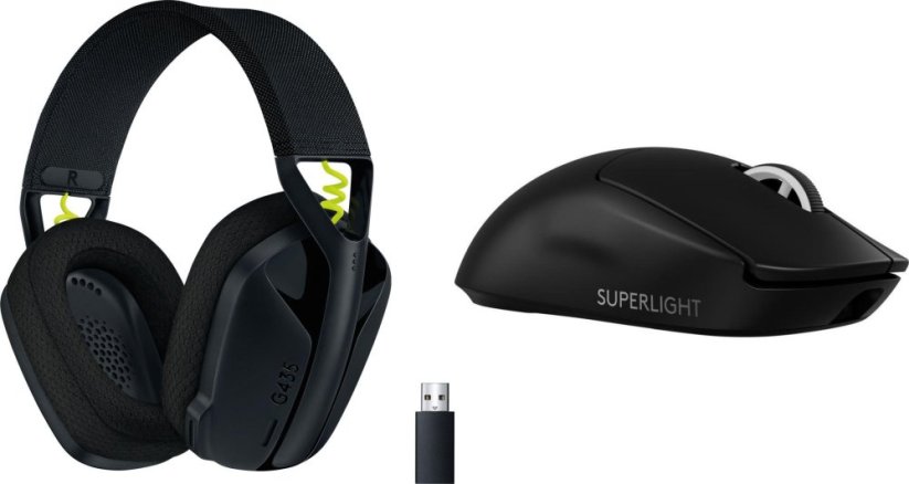 Logitech G435 Czarne (981-001050) + G PRO X SuperLight 2  (910-006630)