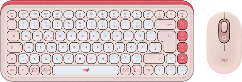 Logitech Logitech POP Icon Combo klawiatura Dołączona myszka univerzálny Bluetooth QWERTZ Niemiecki Ružový, Biely
