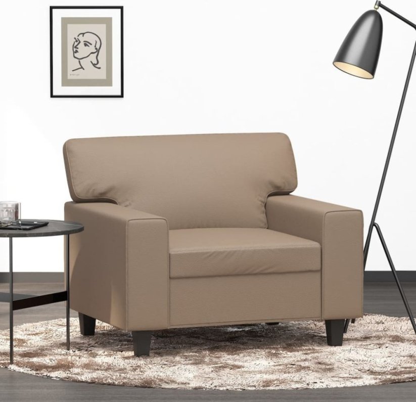 vidaXL Fotel, farba cappuccino, 60 cm, obity sztuczną skórą