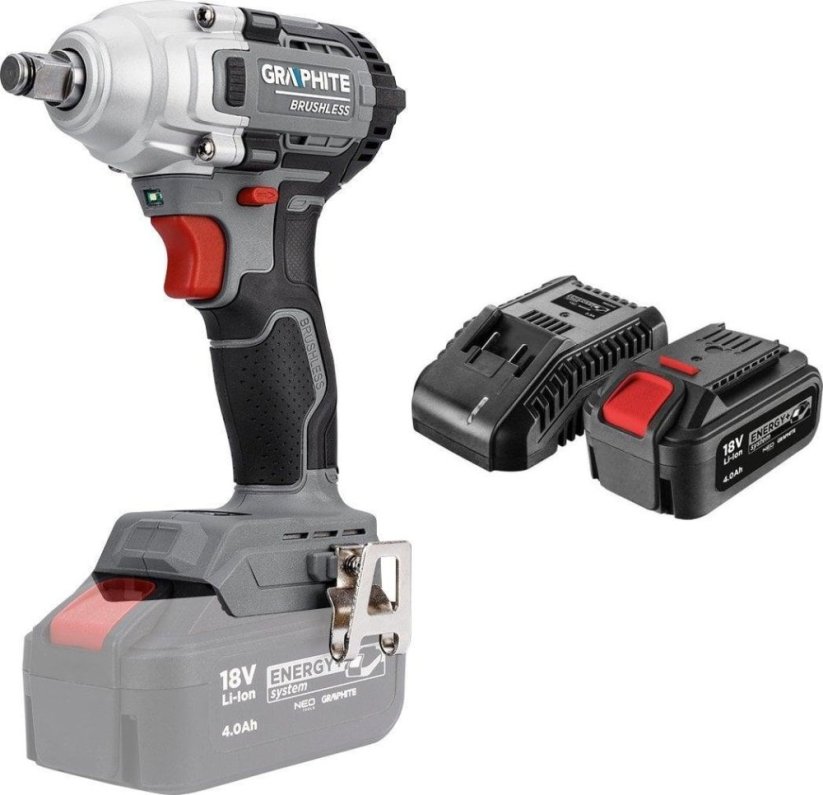 Graphite Klucz udarowy bezszczotkowy 18V, 330Nm, Energy+ 58G028-1 + akumulator 4 Ah z ładowarką 58GE132