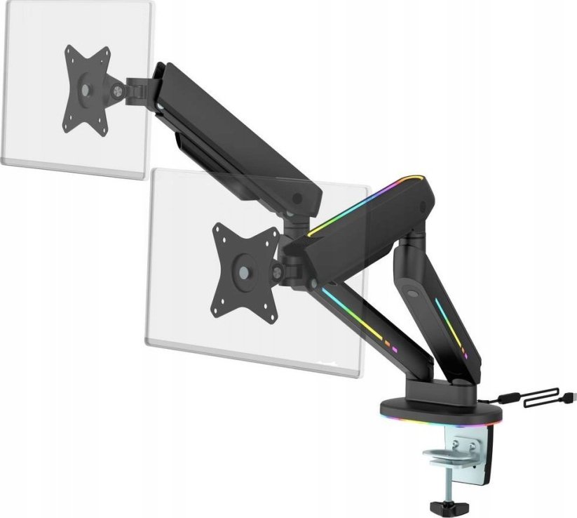 Deltaco Monitorhalt. m. Federung f. 2 Mon. RGB schwarz
