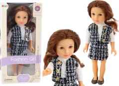 LeanToys Bábika W Eleganckim Ubranku W Kratę Hnedé vlasy 18'