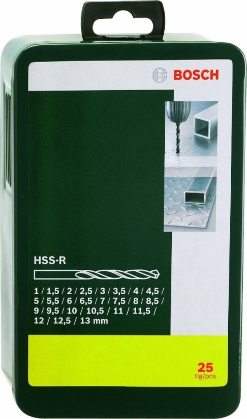 Bosch na kov HSS cylindrický 1,5 mm 2,5 mm 3,5 mm 4,5 mm 8,5 mm 11,5 mm 5,5 mm 6,5 mm 7,5 mm 10,5 mm 12,5 mm 9,5 mm 3 mm 4 mm 5 mm 6 mm 8 mm 1 mm 10 mm 12 mm 13 mm 2 mm 11 mm 7 mm 9 mmmm Sada (2607019446)