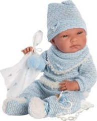 Llorens Bábika bobas Nico błękitny kocyk 38cm (73859)