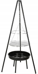 NoName Grill wiszący z paleniskiem 52cm Stalowy Čierny z rusztem chrómowanym
