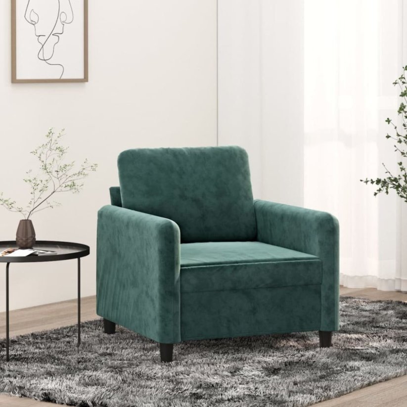 vidaXL Fotel, tmavoZelený, 60 cm, obity aksamitem Lumarko!