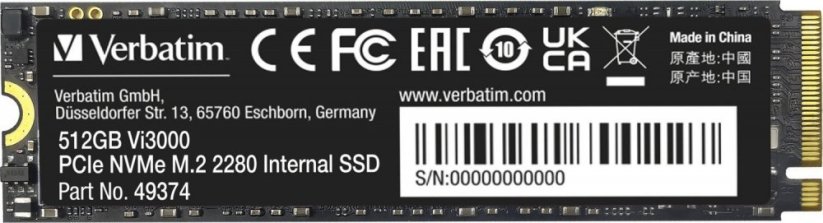 Verbatim Vi3000 512GB M.2 2280 PCI-E x4 Gen4 NVMe (49374)