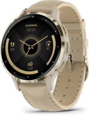 Garmin VENU 3S French Gray Soft Gold Leather