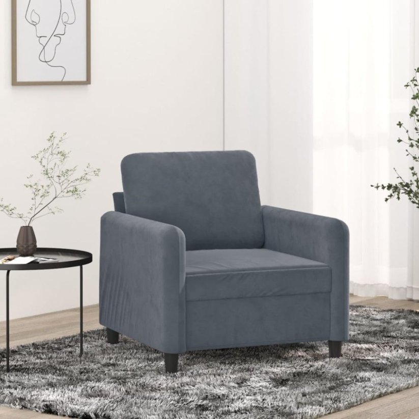 vidaXL Fotel, tmavoSivý, 60 cm, obity aksamitem Lumarko!