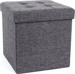 Songmics Składane przechowywanie podNôžka stolca otomana i lniana tkaniny tmavosivé 38 x 38 x 38 cm