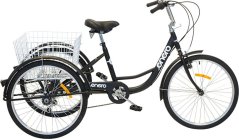 Enero Bicykel 3-kolesový 24" rehabilitačný 6-rýchlostný Čierny