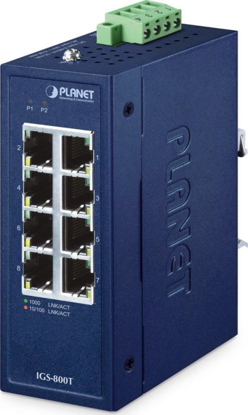 Planet PLANET IP30 Compact size 8-Port IGS-800T Nie zarządzany Gigabit Ethernet (10/100/1000) Modrý