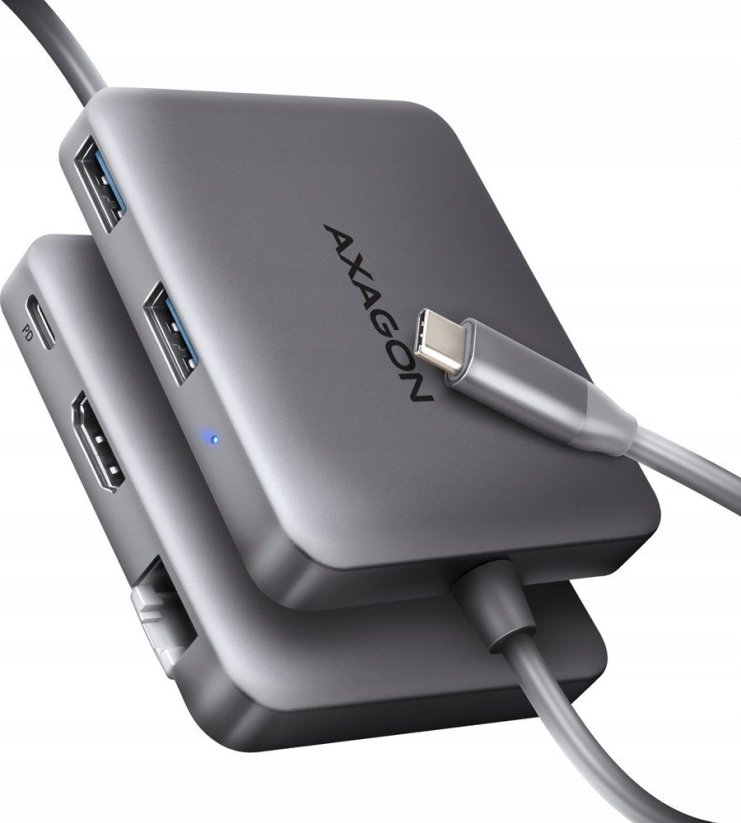 Axagon HMC-5HL Wieloportowy hub 2x USB-A, 4K HDMI, GLAN, USB 3.2 Gen 1, PD 100W, 15cm USB-C kabel