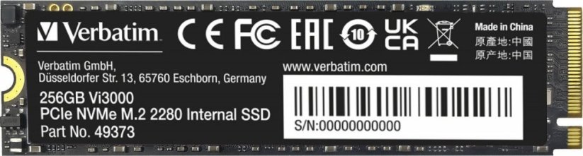 Verbatim Vi3000 256GB M.2 2280 PCI-E x4 Gen4 NVMe (49373)