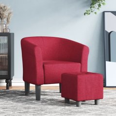 vidaXL Fotel klubowy z podNôžkiem, winna czerwień, obity tkaniną Lumarko!